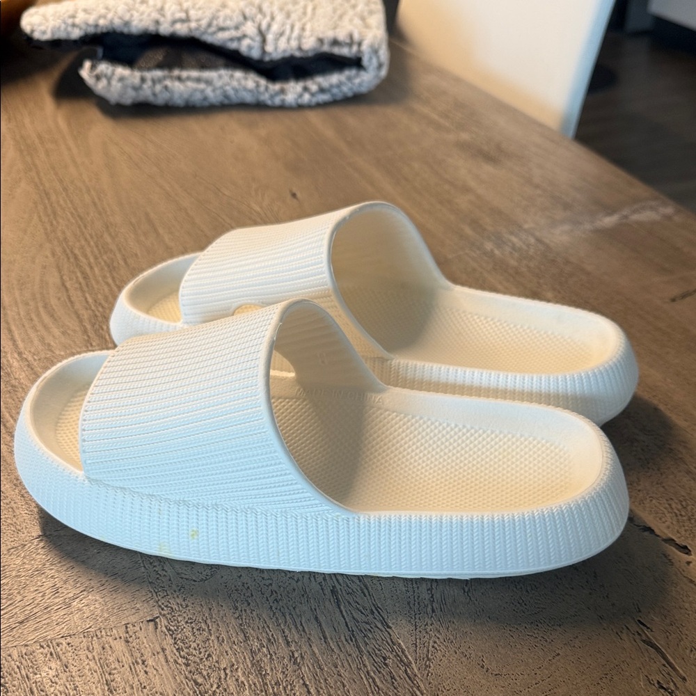 White Slide Sandals